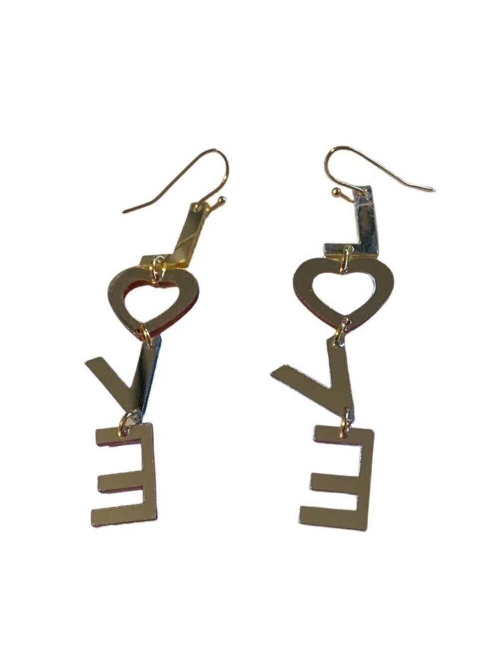 ACRYLIC LOVE Multicolor Shiny Letter Drop Dangle Pierced Earrings - Picture 4 of 5